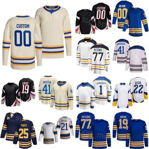 Drużyna hokeja 22 Jack Quinn Jersey 25 Owen Power 77 JJ Peterka 41 Craig Anderson 1 Ukko-Pekka Luukkonen 21 Kyle Okposo 19 Peyton Krebs 9 Zach Benson Sport Man Młodzież młodzież młodzież