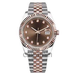 Caijiamin - Mens Watch 41mm Large Dial Rose Gold Automatic Mechanical Watch rostfritt stål Strap279V