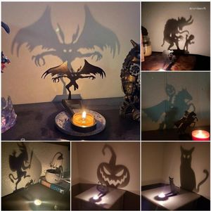 Candle Holders Halloween Projection Candlestick Creative Horror Atmosphere Shadow Novelty Indoor Candlelight Decorations