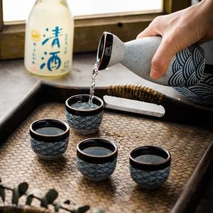 Pudełka do przechowywania kosza japońskiego Zestaw ceramicznej butelki wina wina kubek wina domowy separator wina Baijiu Puchar restauracji