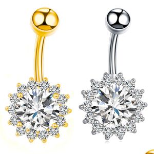 Navelklockknappringar 1 st stål Navelringar Belly Piercing Flower Shape Button Gör mer sexiga kroppsmycken Drop Delivery DHXDZ