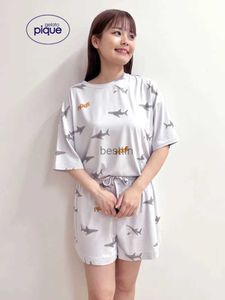 Kvinnors sömn lounge sommar pyjamas loungewear sleepwear rum slitage gelato pique kawaii cool haj t-shirt tunna en bit damer homewearl231005