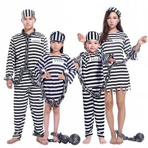 Cosplay Umorden Carnival Party Halloween Prisoner Costume For Men Women Children Child Family Violent Prisaler Costumes Fancy Dresses Set 231005