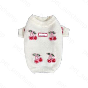 Cherry Embroidery Dog Sweater Cute Dog Cat Knitwear Schnauzer Bichon Corgi Teddy Pet Warm Sweater