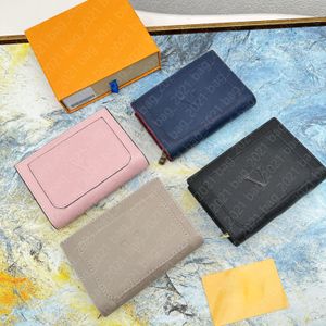 Fashion Casual Designer Luxury Clea Wallet Key Pouch Purse Mirror Quality Emprete Leather Short Compact dragkedja Kreditkort med original Box M80152