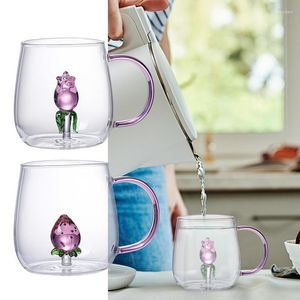 Wine Glasses Aesthetic Crystal Glass 3D Drinking Cup With Strawberry Multipurpose Tea Unique Gift For Friends