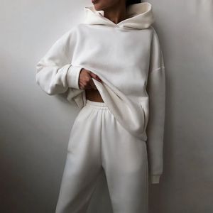 Kadın Hoodies Sweatshirts 2 Parçalı Setler Kadın Kalınlaşmış Çoğaltma Sonbahar Kış Sıcak Üst Pantolon Takımları koşu kıyafetleri Sweatpants 231005