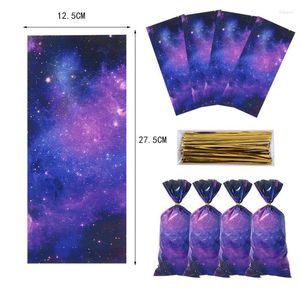Present Wrap 50 PCS Starry Sky Party Plastic Goodie Bags Candy Birthday Packaging Wedding Purple Cookie Boxes