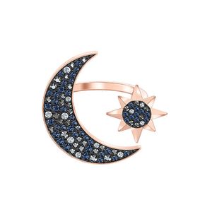 Anelli Swarovski Designer Luxury Fashion Donna Abbinamento Anello di apertura Mysterious Moon Anello femminile con elemento di rondine Anello con stella di cristallo e luna femminile