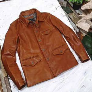 Men S Leather Faux YR estilo japonês Vintage Jaqueta de couro genuíno dos EUA Casaco Brakeman Classic Casual Casual Quality 231005