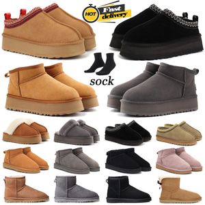 Tasman Slippers Australian Snow Boots Mener Men Women Tazz slipper Winter Sheepeske Bailey Dune Chestnut Platform