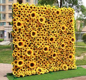 Wedding Decorative Flowers 3D Roll Up Cloth sunflower Wall artificial flowers Backdrop