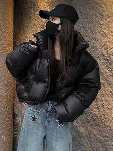 Women s Down Parkas Jmprs Thick Women Winter Warm Loose Puffy Coats Cotton Padded Stand Collar Korean Jackets Black Fashion Female Clothes 231005