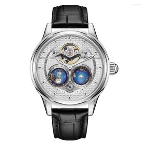 Armbandsur 2022 Super Dual Earth Automatic Rotating Mechanical Watch Men 100m Waterproof 46mm Large Dial Luxury Tourbillon270Z