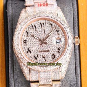 Luxury Mens Watches RRF Senaste produkter 126331 126301 126334 A2824 Automatisk Iced Out Full Watch Arabic Diamonds Dial 904L Steel D330o