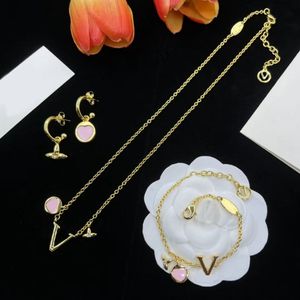 Designer de moda brincos de ouro pulseira colar marca presente jóias
