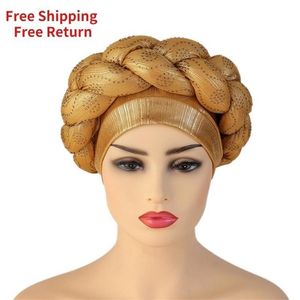 African Hat Pattern Headwrap Hats for Women Pre-Tied Africain Designer Bonnets Turban Knot Aso Oke Africaine Turbante Auto Gele 221911