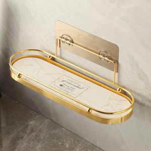 Mensole da bagno Bagno Portaoggetti da bagno senza buchi dorati Porta WC a parete Lavabo Collutorio Tazza Scaffale da parete Accessori Scaffale 230926