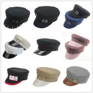 Prosty rb hat kobiety men street moda styl sboy czapki czarne berety płaskie czapki upuszczenie statku GX220520286U