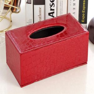 Whole- Crocodile Style Tissue Box Cover Home PU Leather Napkin Paper Holder Case High Quality For Kitchen Bedroom Creative Tis2728