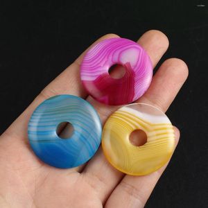 Pendant Necklaces Natural Stone Pendants Slice Round Multicolor Striped Agates For Fashion Jewelry Making Diy Women Necklace Earrings Gifts