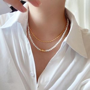 Choker Summer Golden Fasol Naszyjnik kobiet wszechstronny temperament Mała przezroczysta moda prosta łańcuch obojczyka