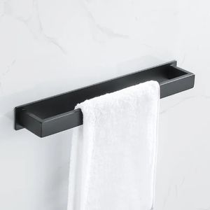 Towel Racks Black Stainless Steel Towel Holder No Drill Wall Towel Shower Shelf Kithchen Towel Hanger Bathroom Stand Towel Rack 30 40 50cm 230927