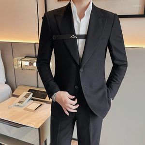 Abiti da uomo (giacca pantaloni) Uomo di alta qualità Casual Abito da lavoro Matrimonio Sposo Ufficio Lavoro Festa Prom 2 Pezzi