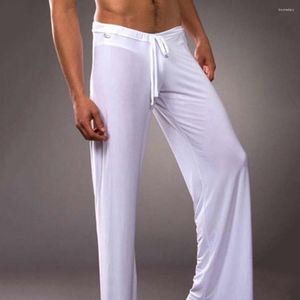 Ativo Calças Casual Masculino Cor Sólida Com Cordão Homewear Yoga Calças De Pijama Soltas