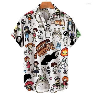 Herr t-skjortor herr t-shirts miyazaki hayao min granne totoro herrskjorta 3d söt katt ansiktslös mask casual sommar 335u