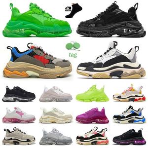 designer casual shoes Crystal Bottom triple s black sneakers platform clear sole black white grey red Neon Green pink blue Royal outdoor sports trainers mens womens