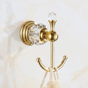 Handdukställ Chrome/Gold Crystal och rostfritt stål Robe Hook Wall Mount Single Screw Handduk Hållare Badrum Tillbehör Kläder Hook Hanger 230926