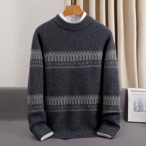 Męskie swetry przyjazne jesienne i zimowe okrągły szyjka zagęszczenie zagęszczone dzianiny Wysokiej klasy 100% kaszmirowy sweter plus rozmiar S-5xl 6xl 231005