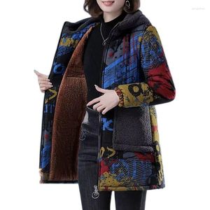 Płaszcze damskie płaszcze w średnim wieku w średnim wieku zagęszczony zima długa bawełniana kurtka moda z kapturem ciepła kieszeń wygodna luźna płaszcz