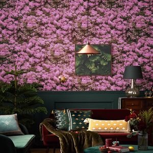 Wallpapers Nordic Pastoral Purple Golden Yellow Small Flower Wallpaper Retro American Style Bedroom Living Room El Home Decor