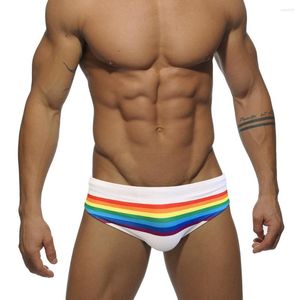 Men's Swimwear SD607 White Black Stripe Swimsuits Men Swim Briefs Summer Beach Shorts Board Sexy Swimming Trunk Bikinis