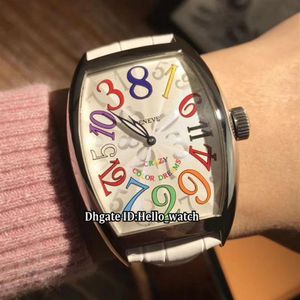 Crazy Hours 8880 CH Color Dreams White Dial Automatic Mens Watch Bounce Silver Case White Leather Strap Sport New Gent Watches311l