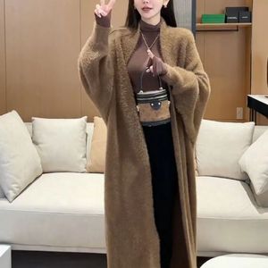 European Luxury Long Faux Mink Fur Cardigans for women 2023 fall Winter Women's cardigans fashion sweaters