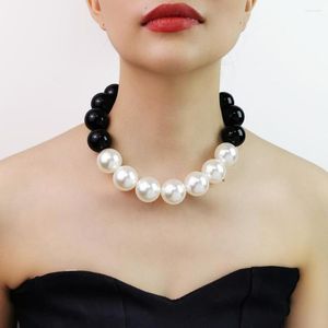 Choker 25mm Big Imitation Pearl Necklaces Thick Circle Beads Bib Neck Statement Necklace Collar Party Fashion Jewelry For Women