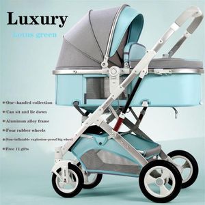 7 5Kg Reversible Luxury Baby Stroller 2 In 1 Portable High Landscape Mom Pink Travel Pram Infant Pushchair Strollers#12750