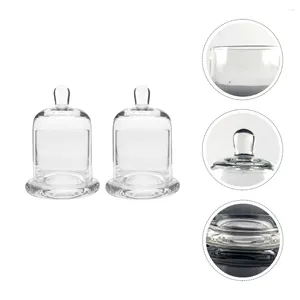 Ljushållare 2 Set Glass Bell Jar House Decorations Home Cup Cake Stand Holder Decorative Party Festival Candlestick Xmas Wedding