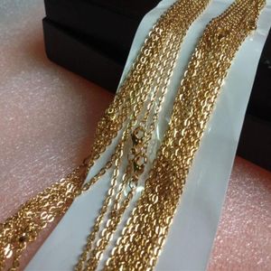 Hela 20st Gold Color Fashion rostfritt stål tunn 2mm stark oval länkkedja halsband 18 '' 20''for wome2611