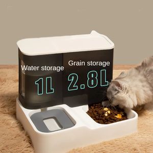 Cat Bowls Feeders Integrate Pet 1L Automatic Water Feeder With 2 8L Drinking Bowl Apset Double For And Dog 230928