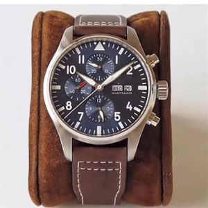 Clássico novo homem automático pilotos mecânicos relógio de aço inoxidável daydate safira marrom couro azul dial esporte Watches251p