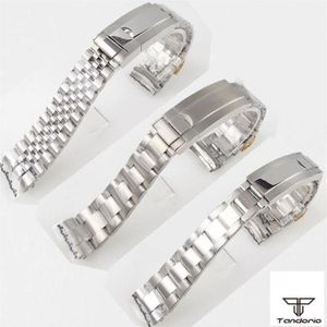 Cinturini per orologi Cinturino stile Oyster Jubilee da 20 mm Bracciale in acciaio inossidabile 904L Pezzi di ricambio Sistema di bloccaggio scorrevole spazzolato lucido294O