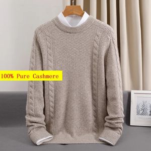 Męskie swetry przybycie Fahsion 100% kaszmirowy sweter męski okrągła szyja zagęszczona Jacquard Knitwear Wysoka stopień swobodnej zimy S-6xl 231005