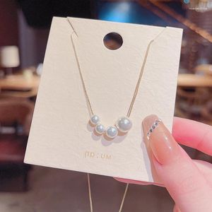 Pendant Necklaces Simple Minority Design Sense Size Pearl Titanium Steel Necklace Female Cool Wind Light Luxury Fashion Temperament