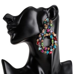 crystal drop earrings for women 2019 big colorful statement earrings large rhinestone earings bold Fashion Jewellery326i