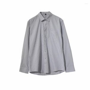 Erkekler Sıradan Gömlekler Kore Uzun Kollu Gömlek İnce Fit Retro Yaka Üstleri Erkekler Giyim Camisas y Blusa