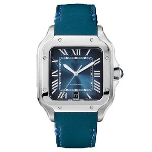고품질 디자이너 비즈니스 자동 애호가 시계 프리미엄 스테인리스 스틸 구운 블루 시계 바늘 렌즈 깊은 방수 패션 선물 선물 Montre.